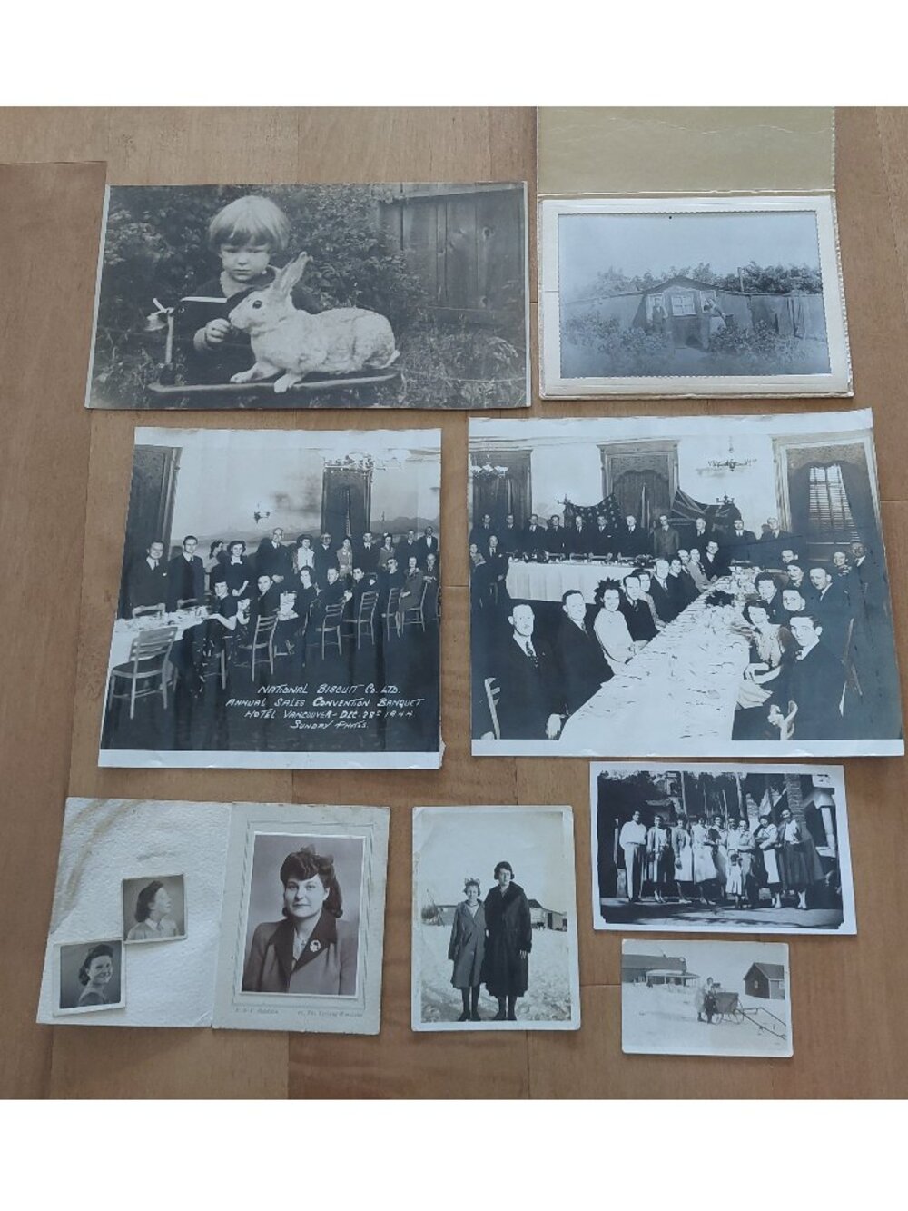 Vintage 1920s to 40s Photo Lot Hotel Vancouver BC National Biscuit Girl Rabbit